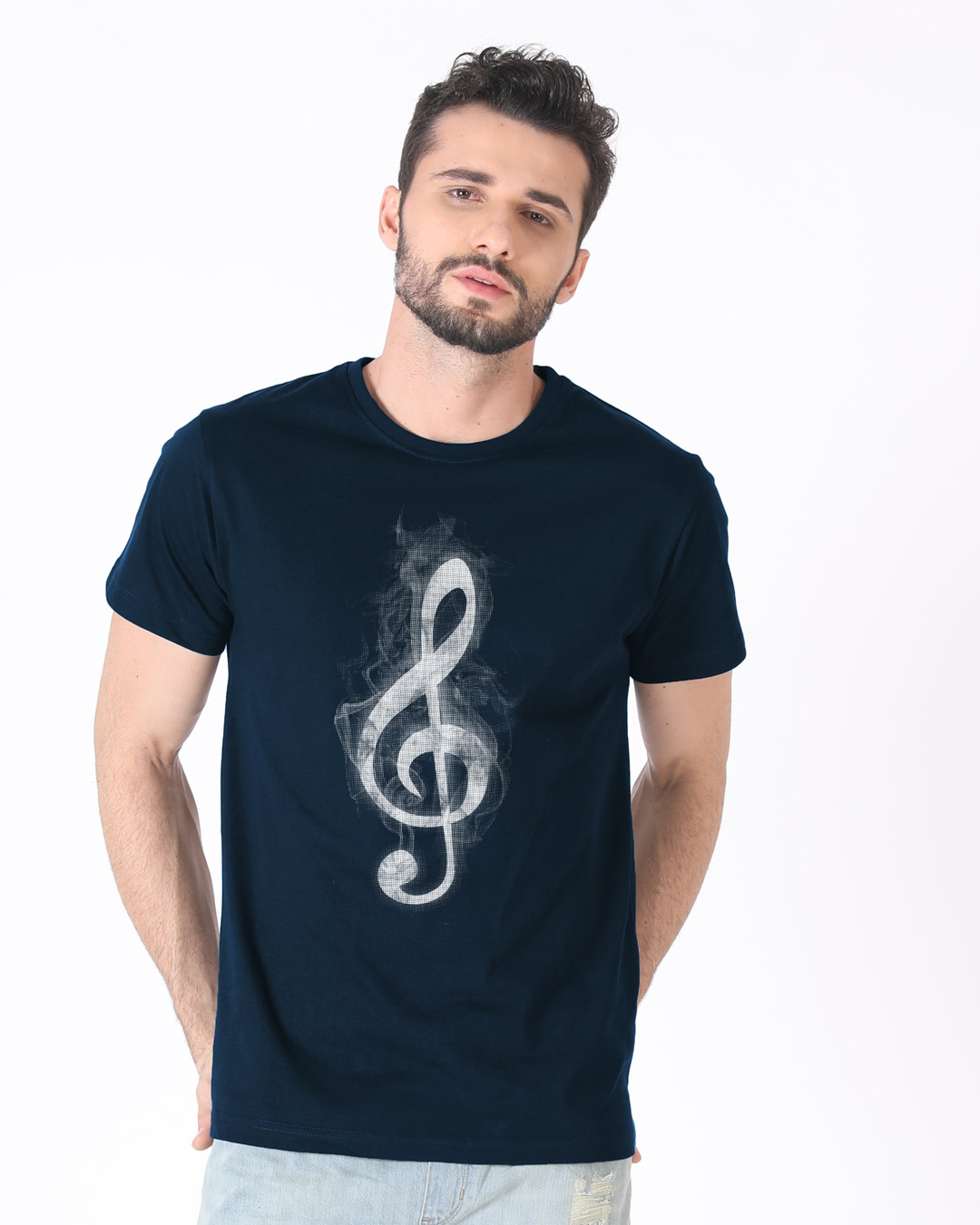 Shop Music Smoke Half Sleeve T-Shirt-Back