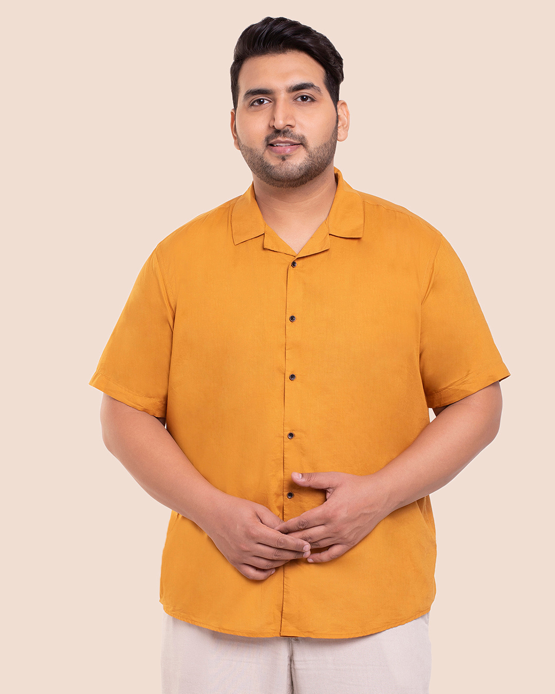 Shop Mustard Plus Size Solid Shirt-JAMES-Back