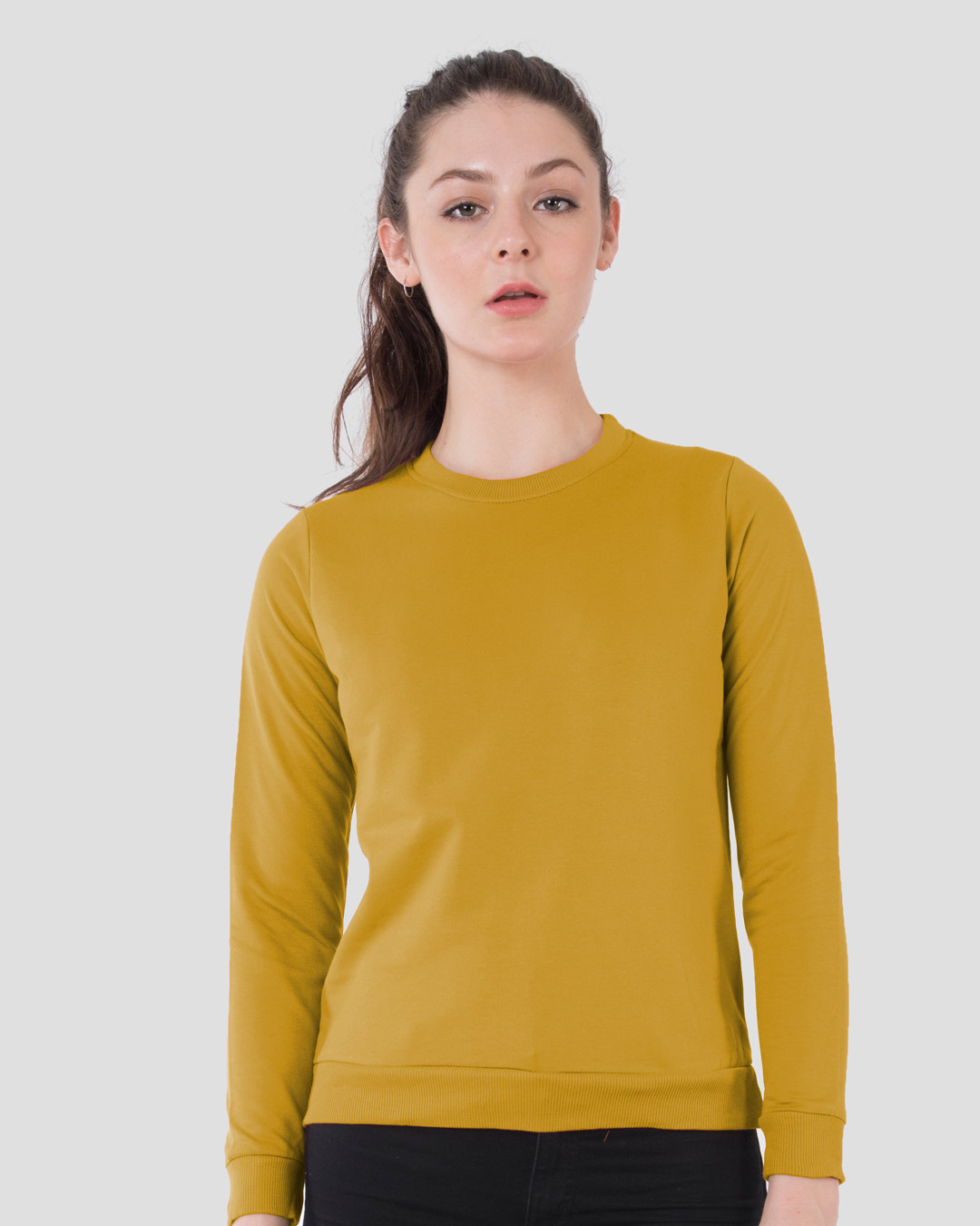Buy Mustard Yellow Fleece Light Sweatshirt for Women yellow Online at ...