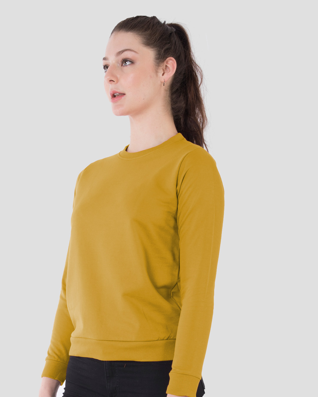 Shop Mustard Yellow Fleece Light Sweatshirt-Back