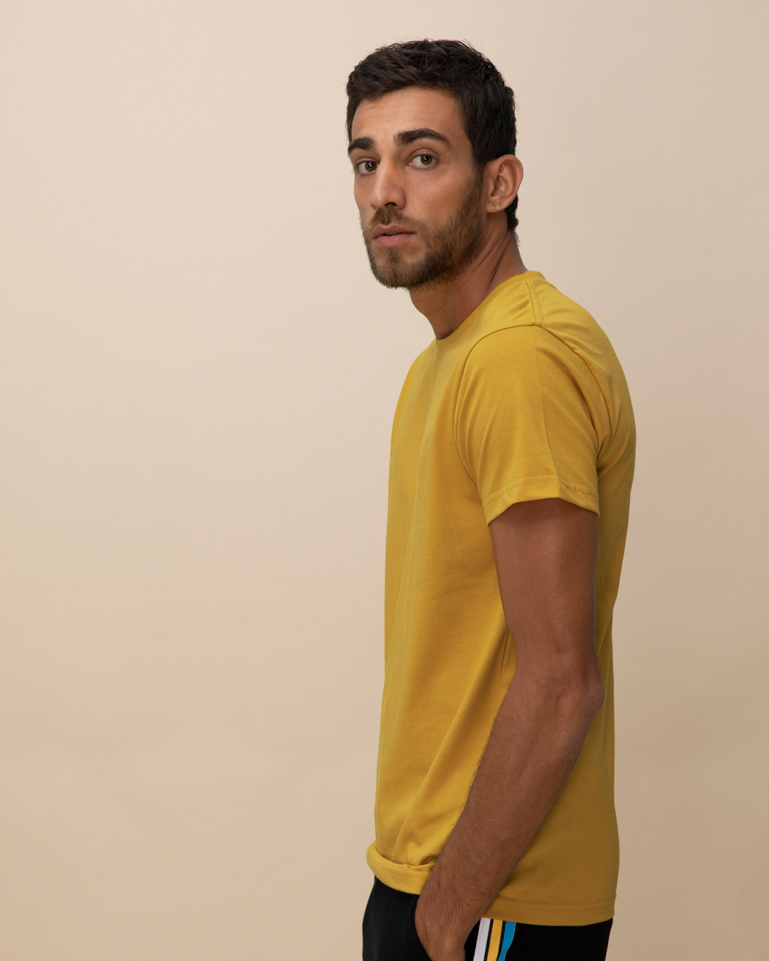 Shop Mustard Yellow Half Sleeve T-Shirt-Back
