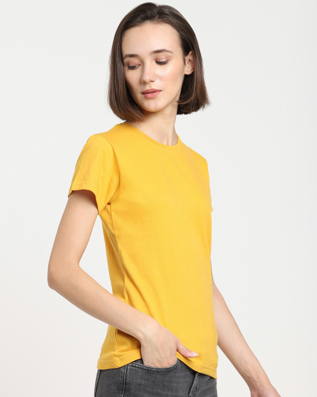 Shop Women's Mustard Yellow T-shirt-Back