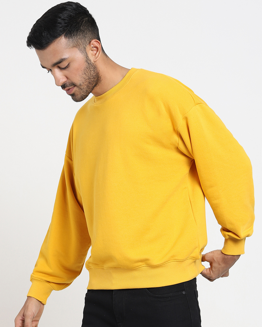 Shop Mustard Yellow Loose Fit Sweatshirt-Back