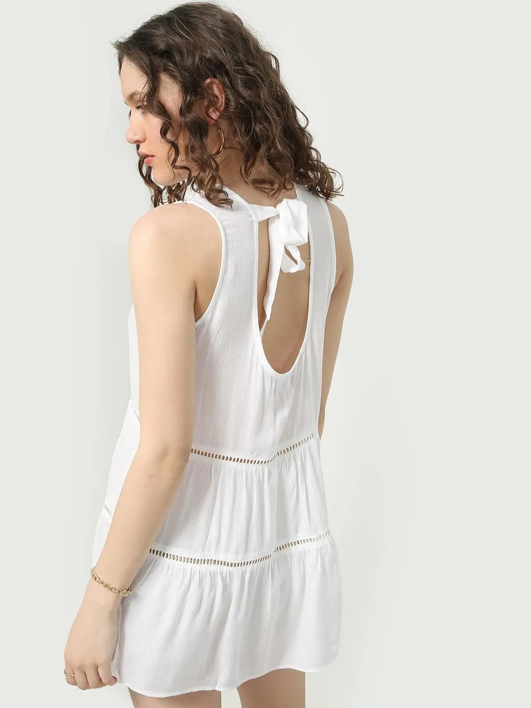 Shop Women A Line White Dress-Back