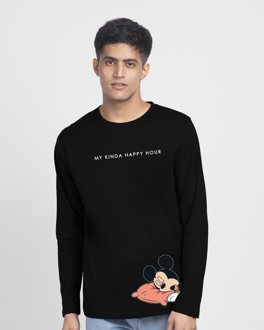 

My Kinda Happy Hours Full Sleeve T-Shirt (DL) Black Men' Printed Full Sleeve T-Shirt Bewakoof.com