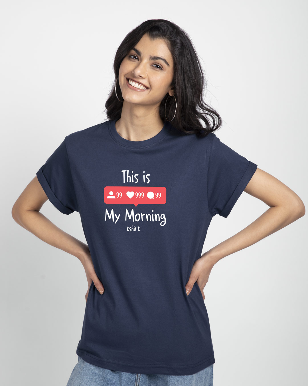 Buy My morning tshirt Galaxy Blue Printed Half Sleeve Boyfriend TShirt