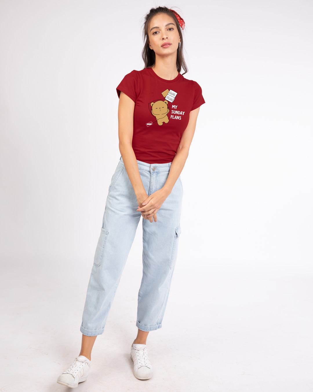 Buy My Sunday Plans-bear Half Sleeve T-Shirt Online at Bewakoof