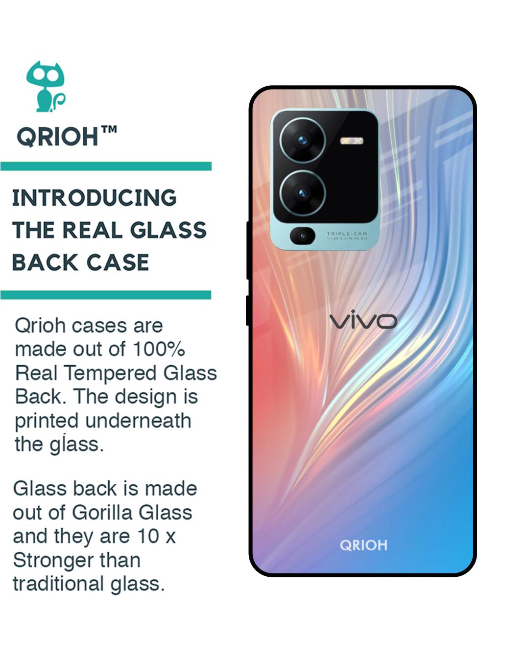 Shop Mystic Aurora Printed Premium Glass Case for Vivo V25 Pro (Shock Proof,Scratch Resistant)-Back