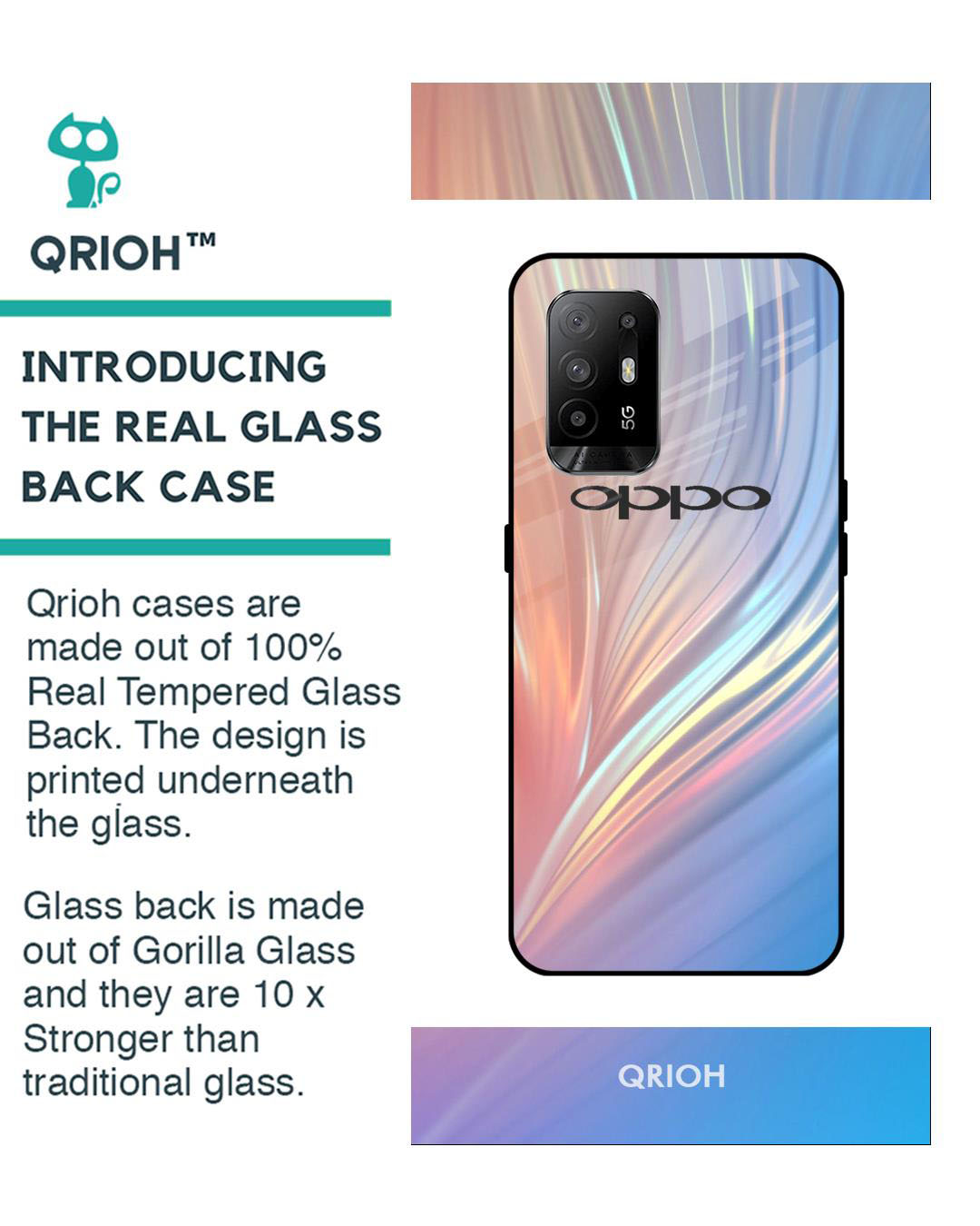 Shop Mystic Aurora Printed Premium Glass Cover for Oppo F19 Pro Plus (Shock Proof, Lightweight)-Back