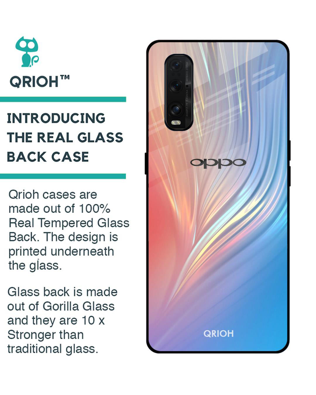 Shop Mystic Aurora Printed Premium Glass Cover for Oppo Find X2 (Shock Proof, Lightweight)-Back