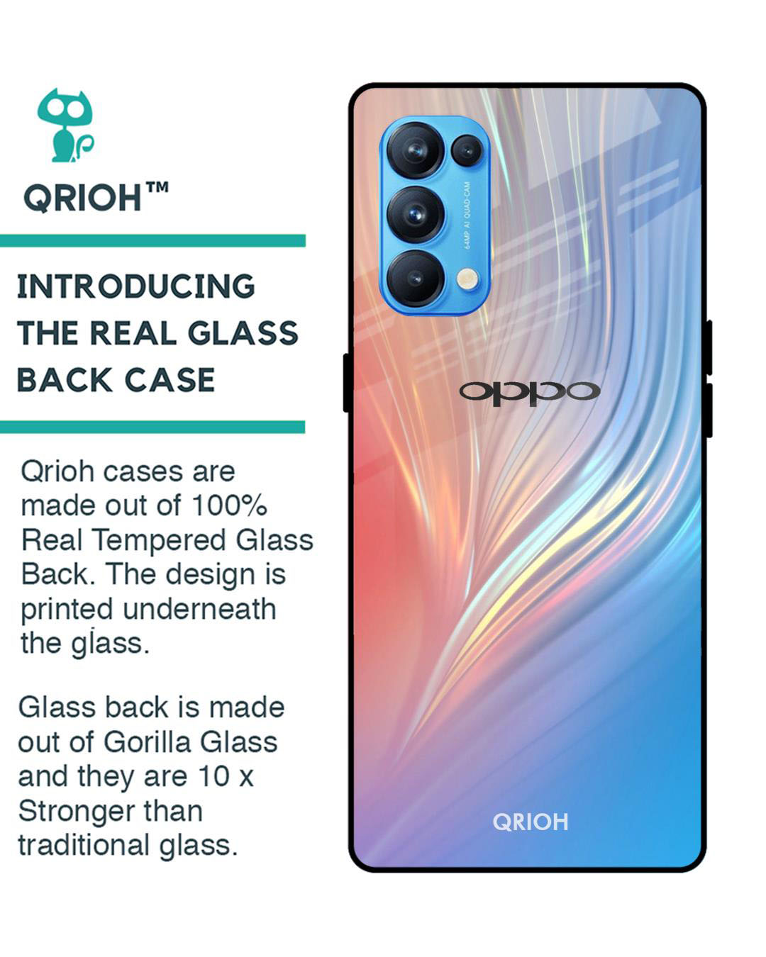 Shop Mystic Aurora Printed Premium Glass Cover for Oppo Reno 5 Pro (Shock Proof, Lightweight)-Back