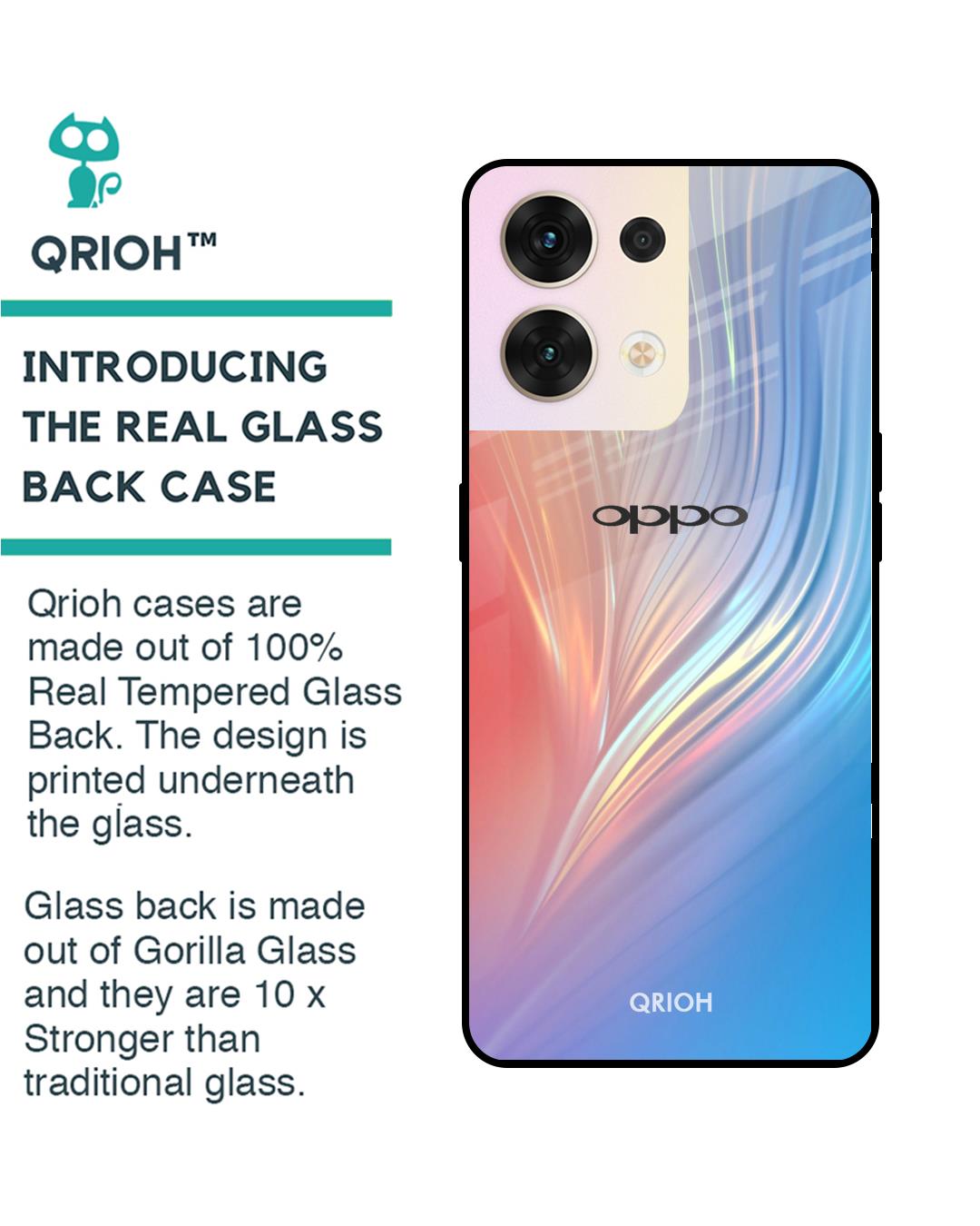 Shop Mystic Aurora Printed Premium Glass Cover for Oppo Reno8 5G (Shockproof, Light Weight)-Back