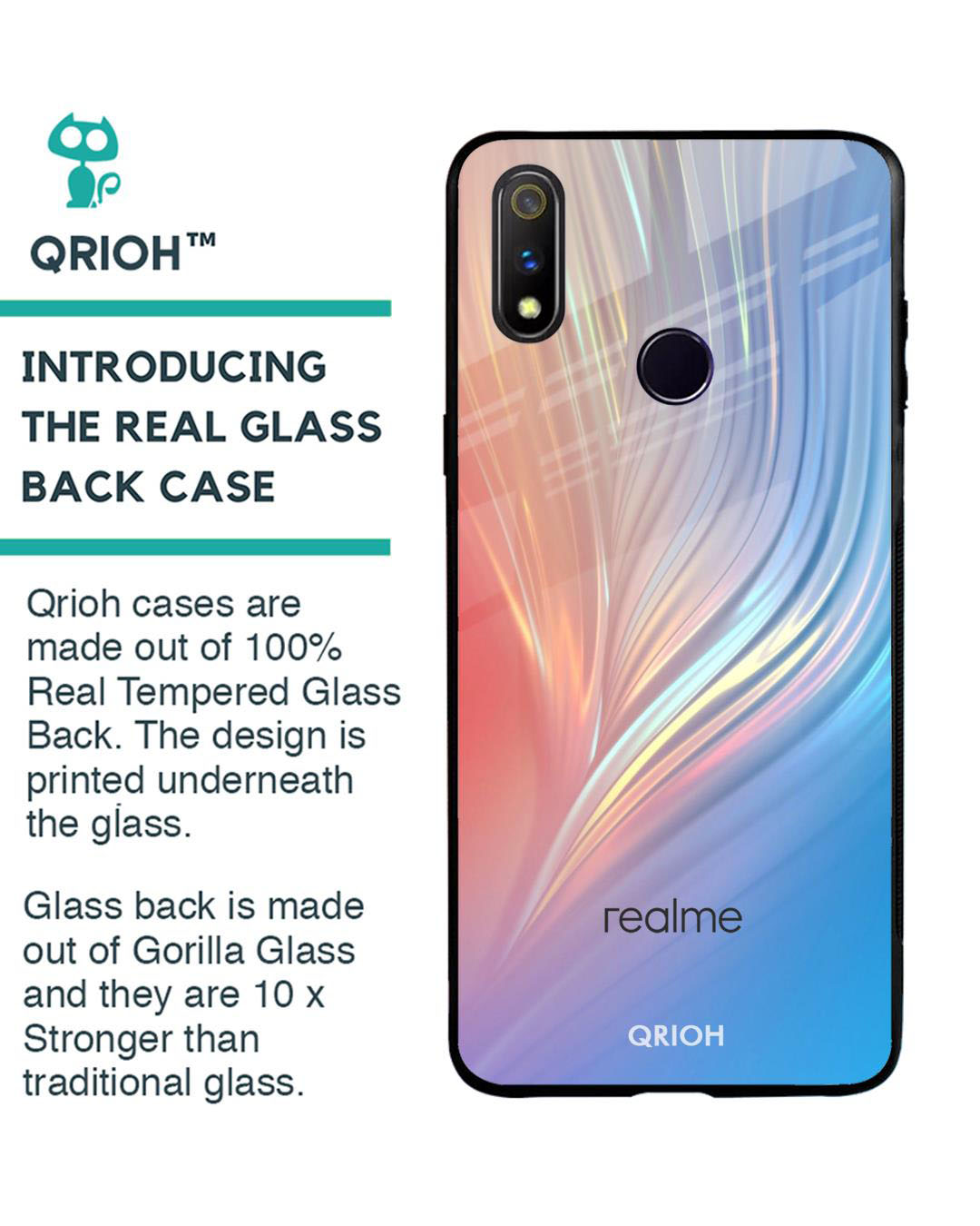 Shop Mystic Aurora Printed Premium Glass Cover for Realme 3 Pro (Shock Proof, Lightweight)-Back