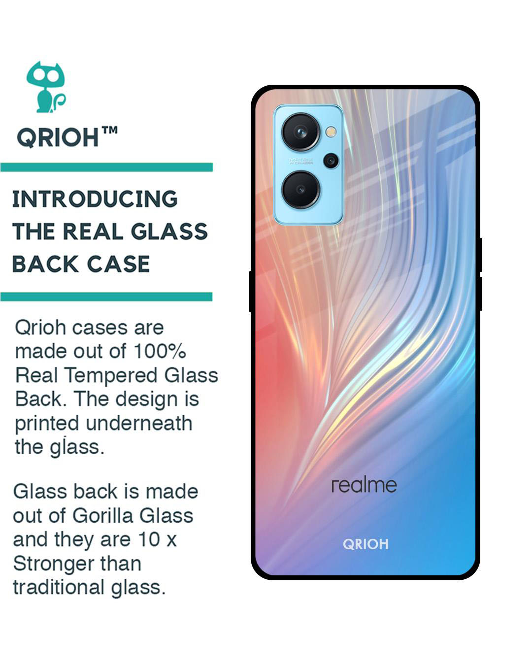 Shop Mystic Aurora Printed Premium Glass Cover for Realme 9i (Shock Proof, Lightweight)-Back