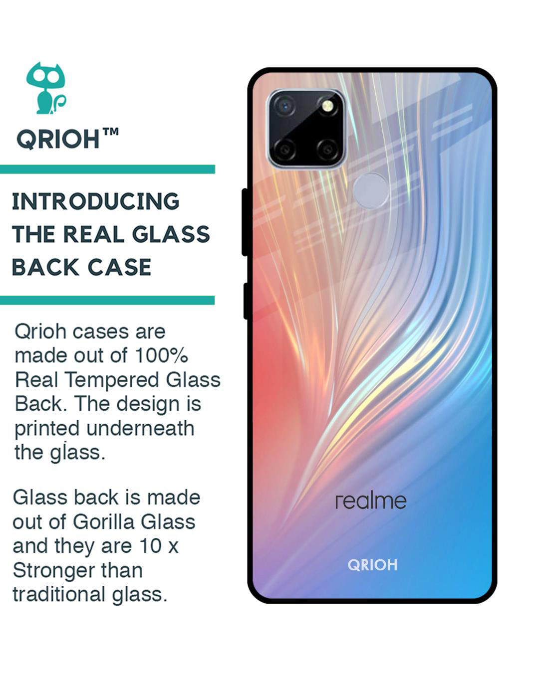 Shop Mystic Aurora Printed Premium Glass Cover for Realme C12 (Shock Proof, Lightweight)-Back