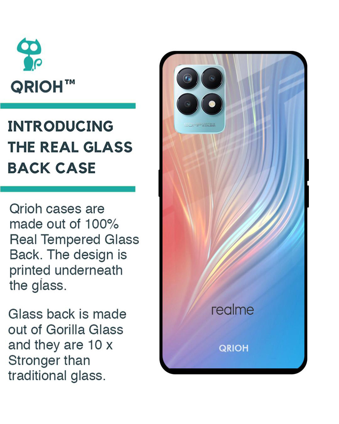 Shop Mystic Aurora Printed Premium Glass Cover for Realme Narzo 50 (Shockproof, Light Weight)-Back