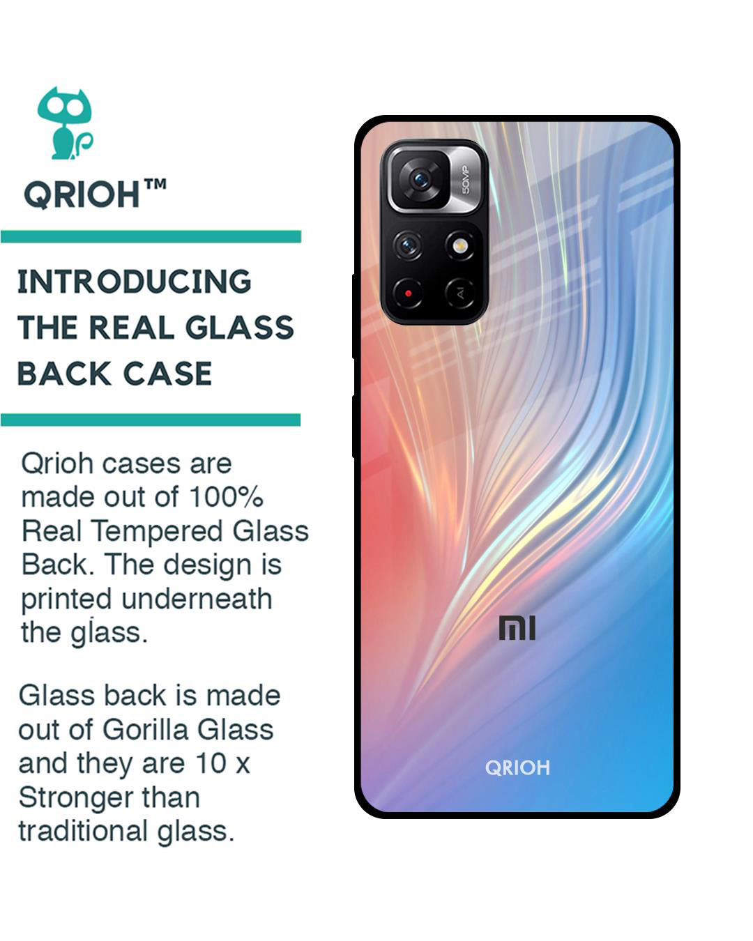 Shop Mystic Aurora Printed Premium Glass Cover for Redmi Note 11T 5G (Shock Proof, Lightweight)-Back