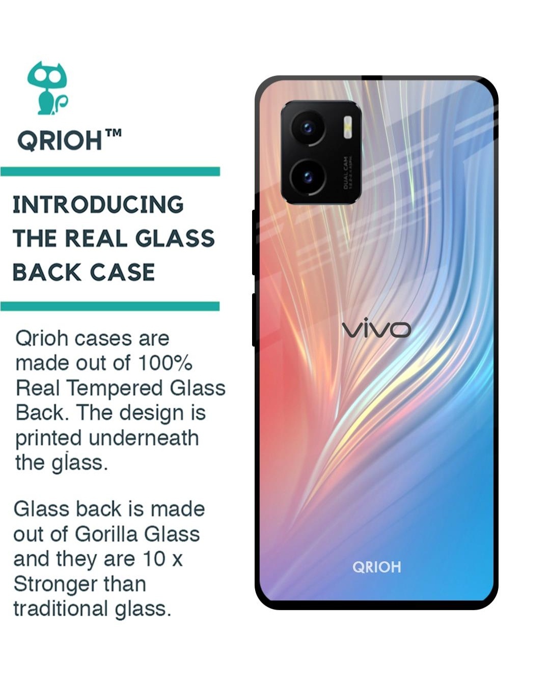 Shop Mystic Aurora Printed Premium Glass Cover for Vivo Y15s (Shockproof, Light Weight)-Back