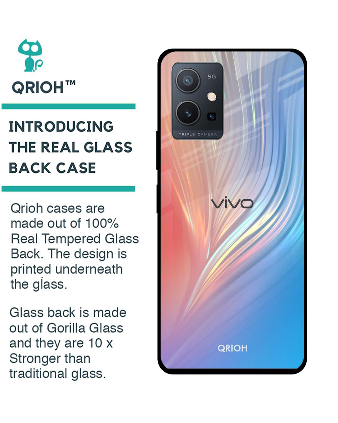 Shop Mystic Aurora Printed Premium Glass Cover for Vivo Y75 5G (Shock Proof, Lightweight)-Back