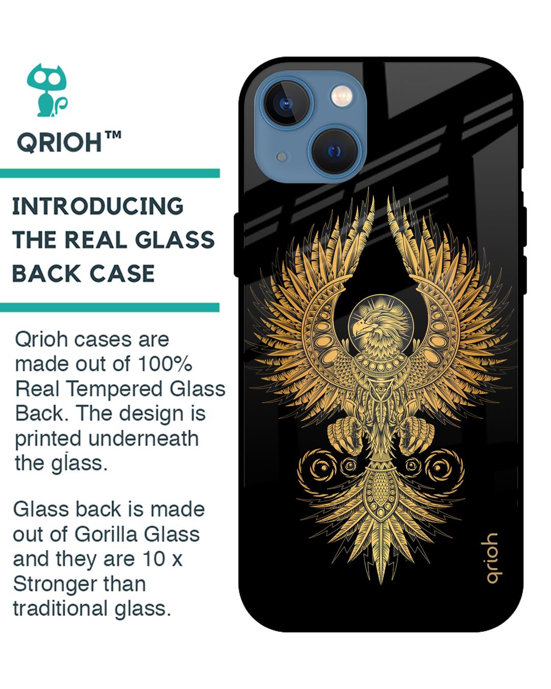 Shop Mythical Phoenix Art Printed Premium Glass Cover For iPhone 13 mini (Impact Resistant, Matte Finish)-Back