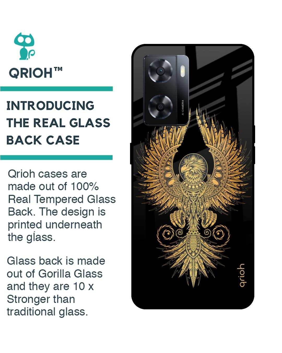 Shop Mythical Phoenix Art Printed Premium Glass Case for OPPO A77s (Shock Proof,Scratch Resistant)-Back