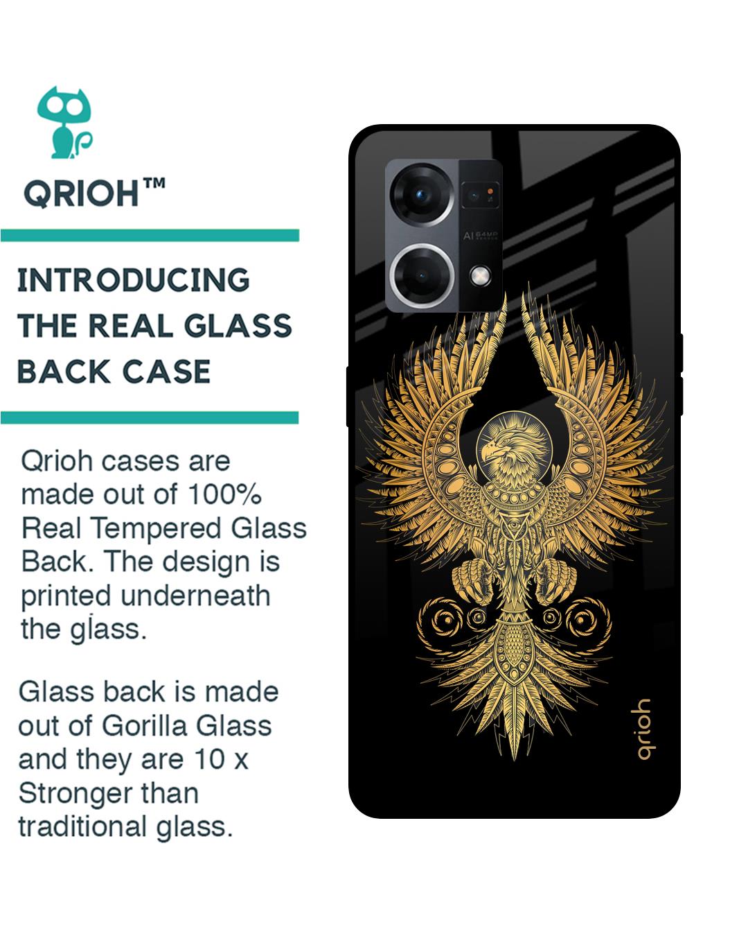 Shop Mythical Phoenix Art Printed Premium Glass Case for Oppo F21s Pro (Shock Proof,Scratch Resistant)-Back