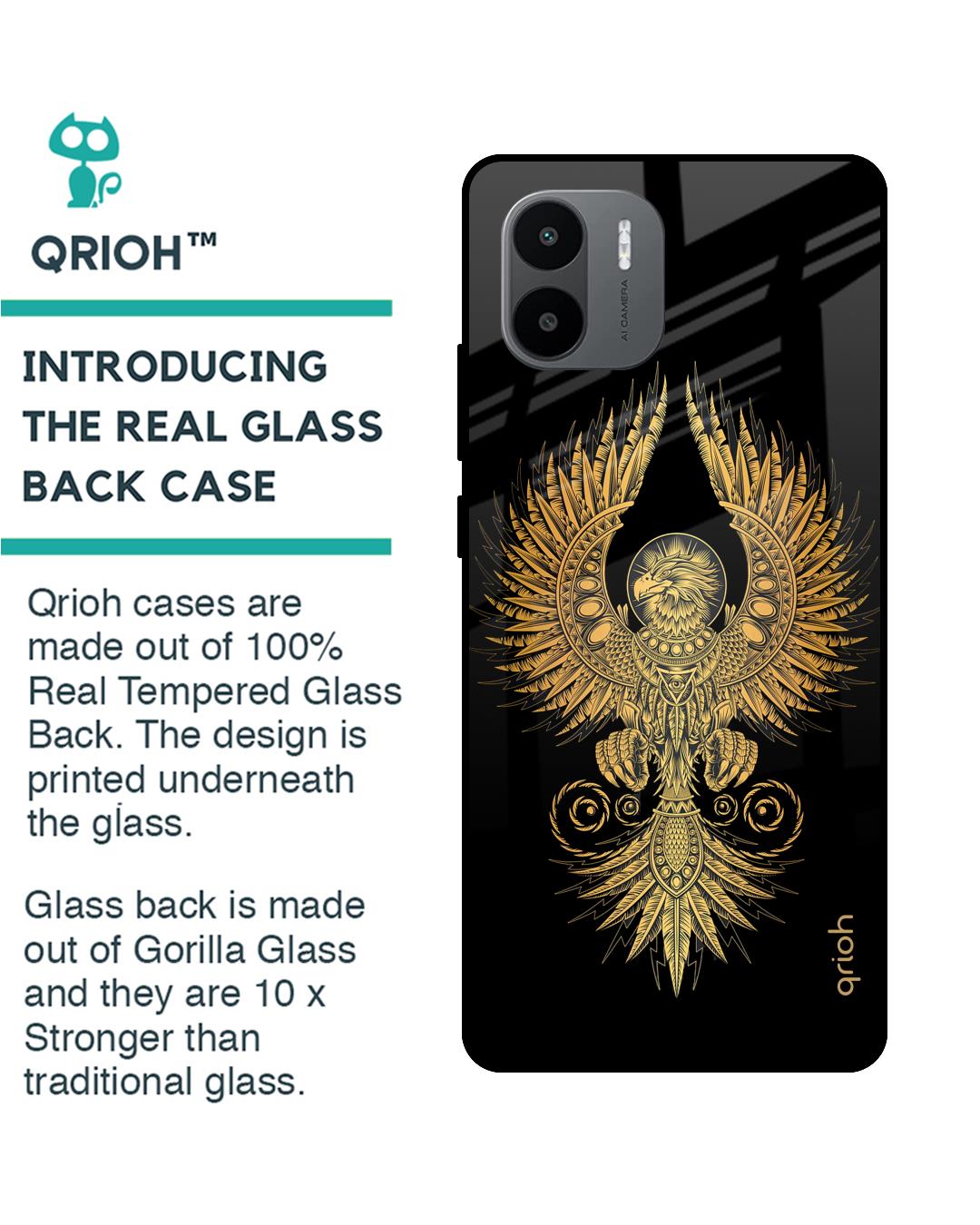 Shop Mythical Phoenix Art Printed Premium Glass Case for Redmi A1 (Shock Proof,Scratch Resistant)-Back