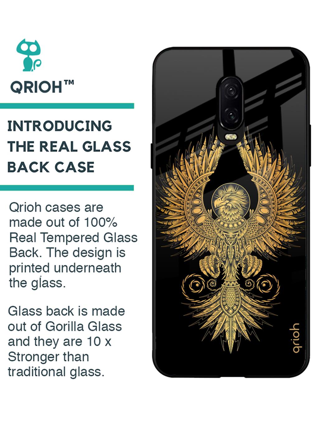 Shop Mythical Phoenix Art Printed Premium Glass Cover For OnePlus 6T (Impact Resistant, Matte Finish)-Back