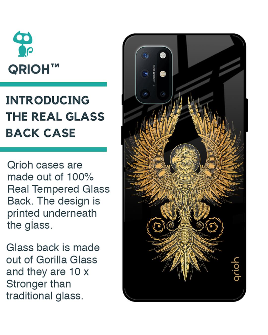 Shop Mythical Phoenix Art Printed Premium Glass Cover For OnePlus 8T (Impact Resistant, Matte Finish)-Back
