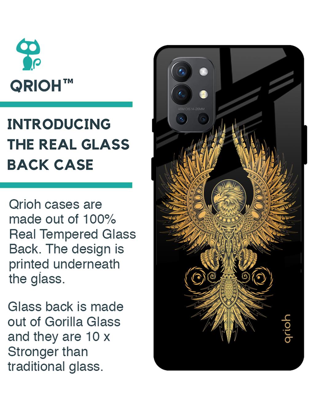 Shop Mythical Phoenix Art Printed Premium Glass Cover For OnePlus 9R (Impact Resistant, Matte Finish)-Back