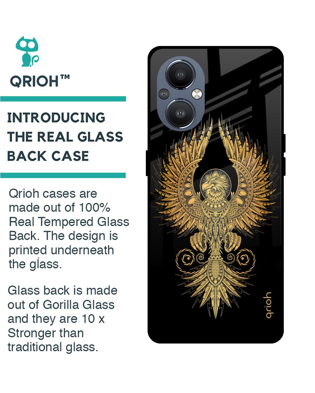 Shop Mythical Phoenix Art Printed Premium Glass Cover For OnePlus Nord N20 5G (Matte Finish)-Back