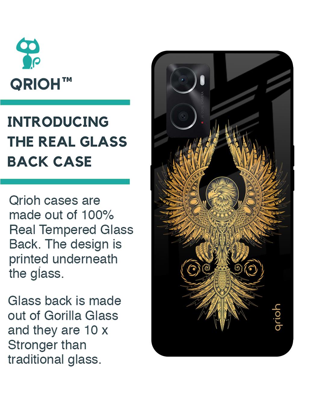 Shop Mythical Phoenix Art Printed Premium Glass Cover for Oppo A36 (Shock Proof, Scratch Resistant)-Back