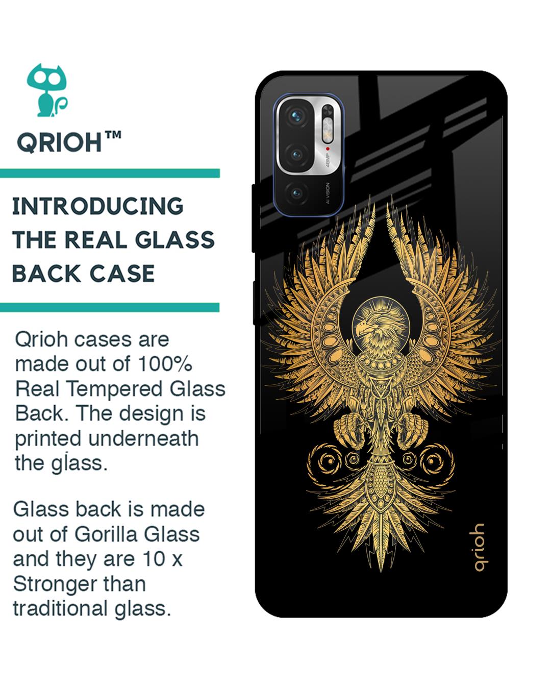 Shop Mythical Phoenix Art Printed Premium Glass Cover For Redmi Note 10T 5G (Matte Finish)-Back