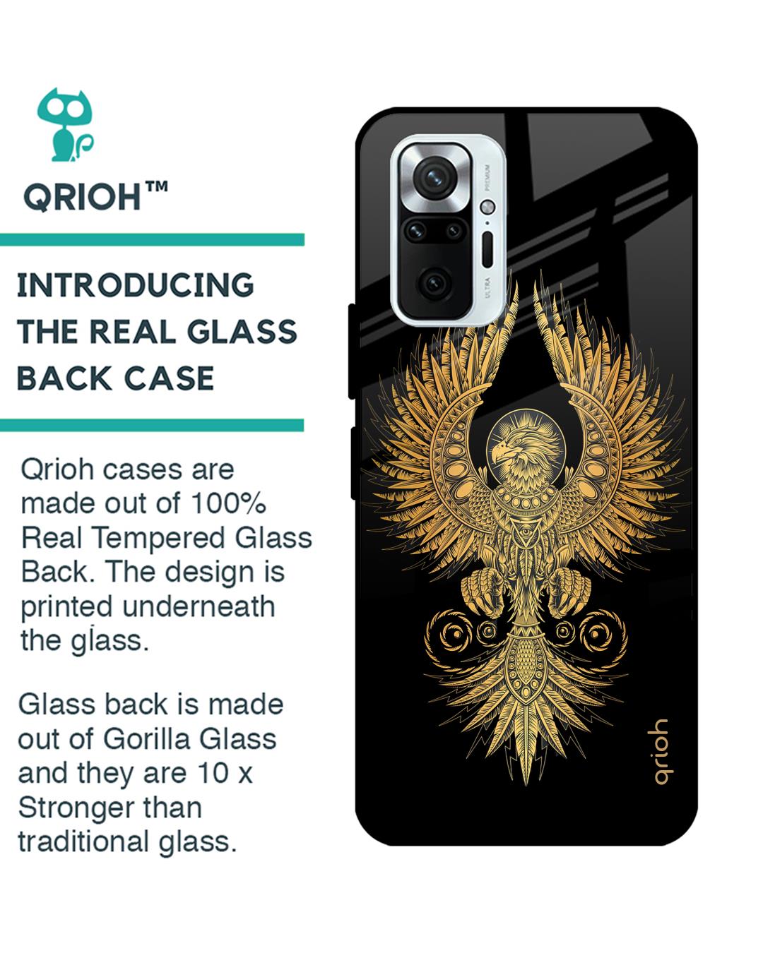 Shop Mythical Phoenix Art Printed Premium Glass Cover For Xiaomi Redmi Note 10 Pro (Matte Finish)-Back