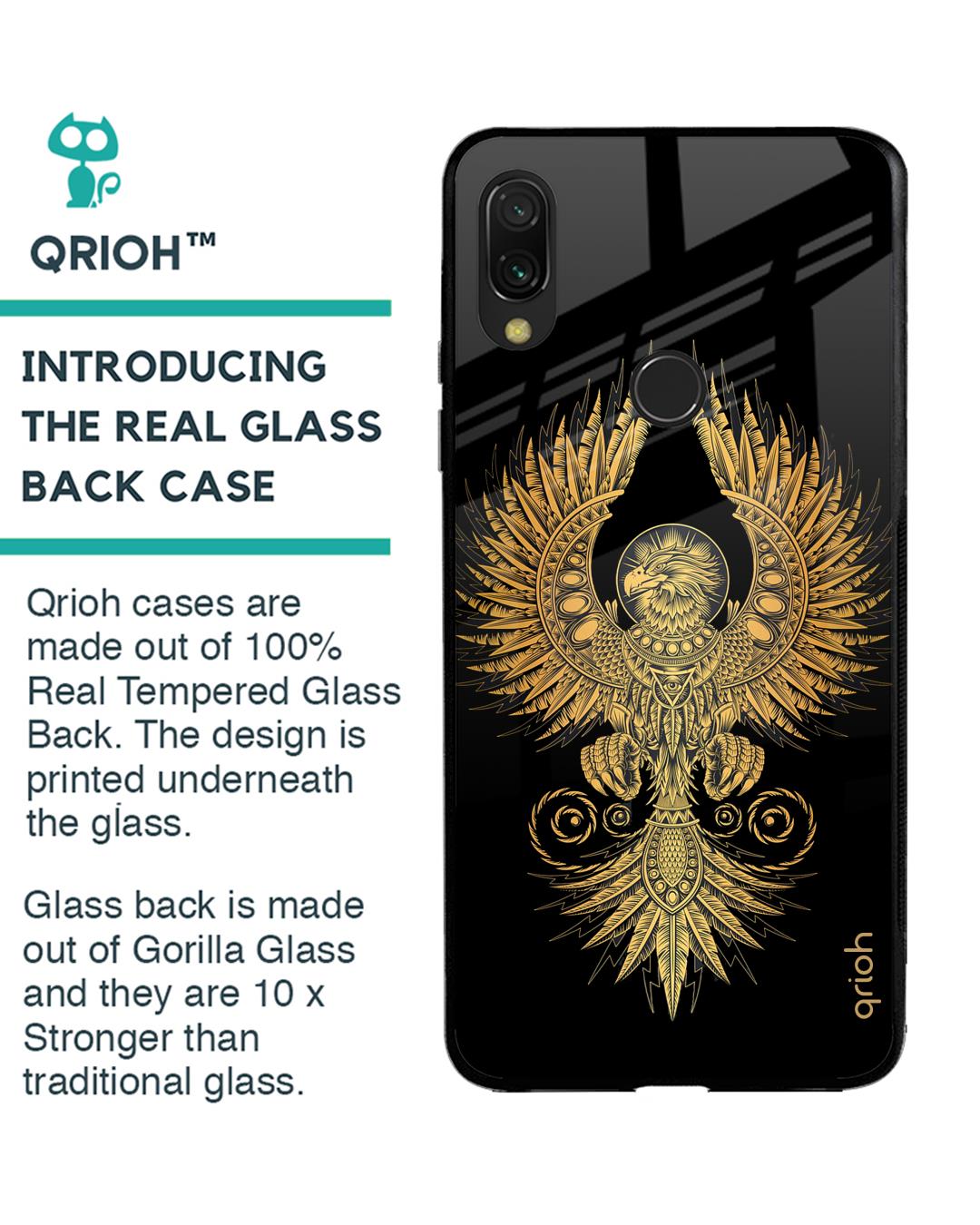 Shop Mythical Phoenix Art Printed Premium Glass Cover For Xiaomi Redmi Note 7 Pro (Matte Finish)-Back