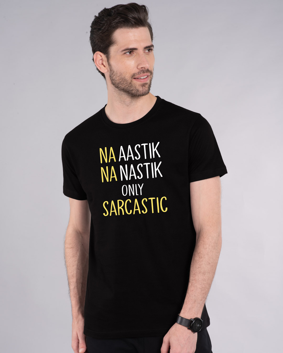 Shop Na Aastik Na Nastik Half Sleeve T-Shirt-Back