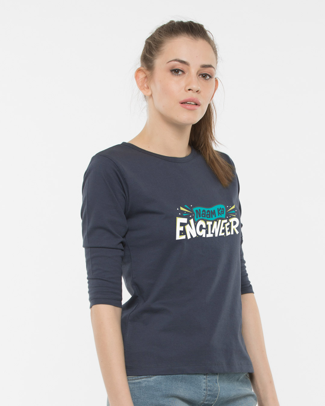 Shop Naam Ka Engineer Round Neck 3/4th Sleeve T-Shirt-Back