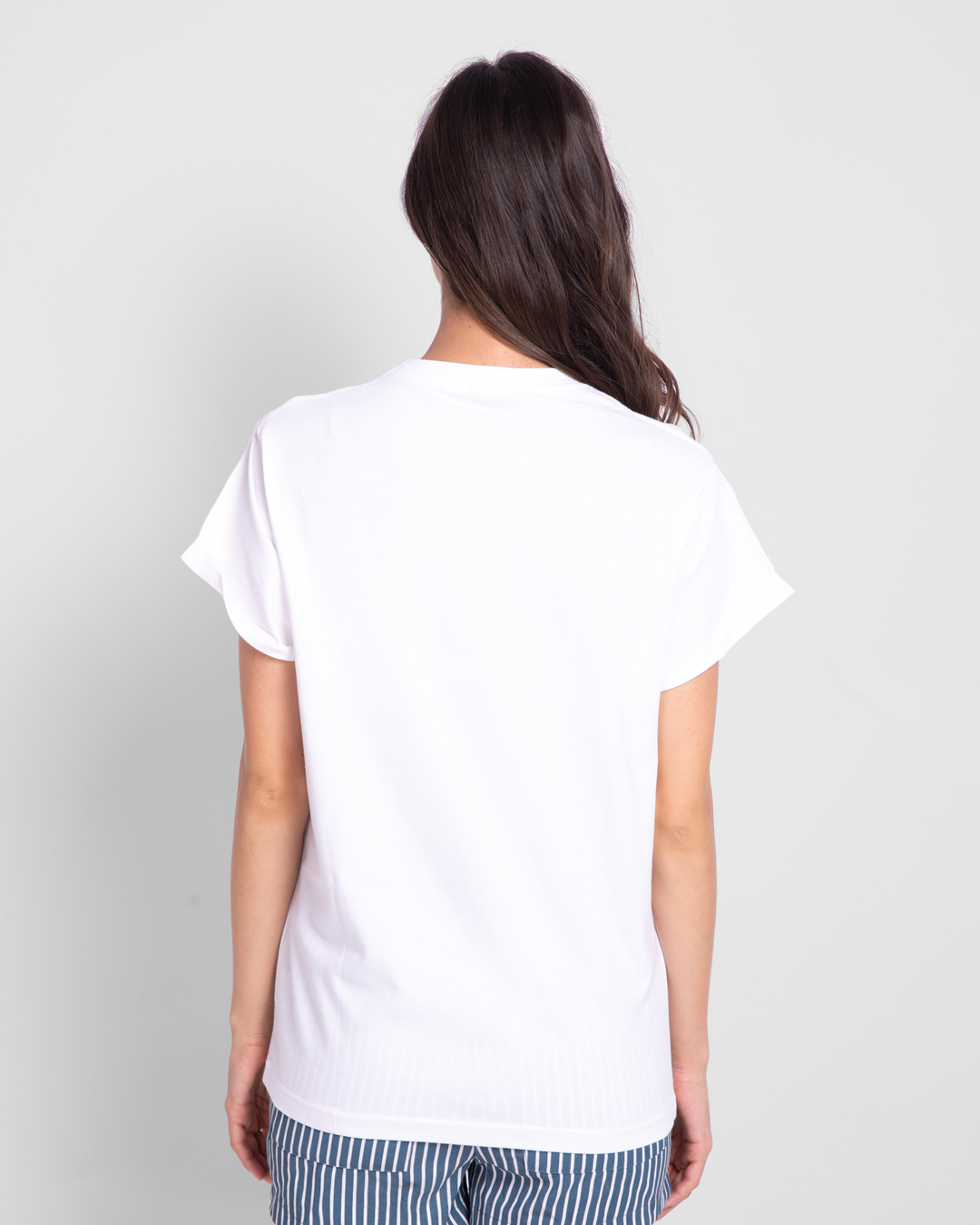 Shop Nakhre always On Women's Printed Boyfriend White T-shirt-Back