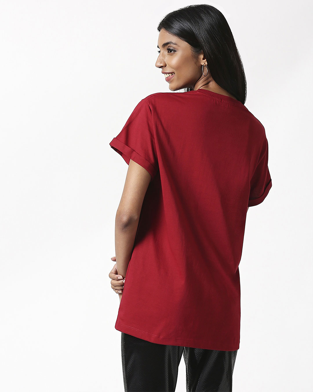 Shop Namaste But Boyfriend T-Shirt Cherry Red-Back