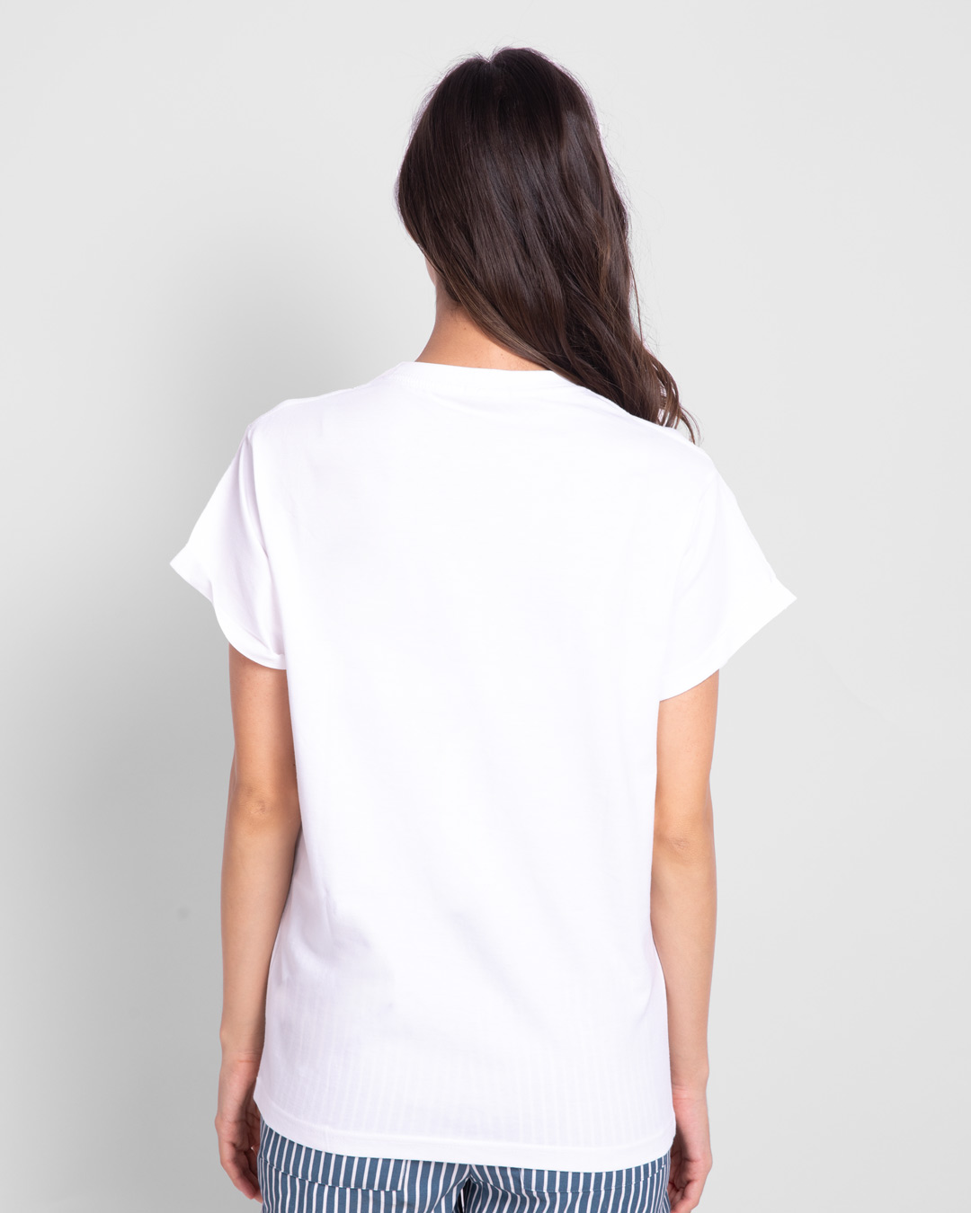 Shop Namaste Line Boyfriend T-Shirt White-Back