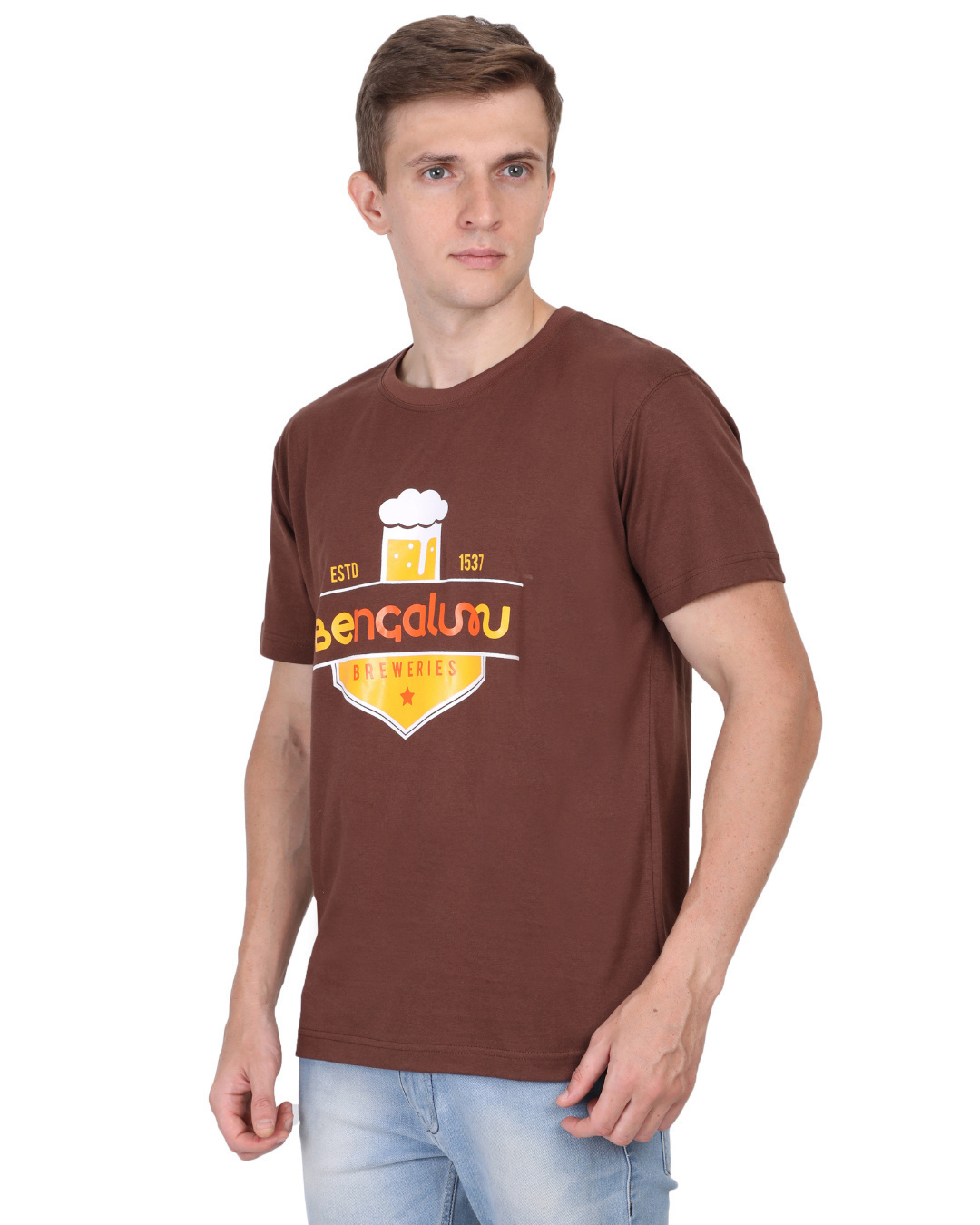 Shop Unisex Brown Bengaluru Breweries Print Cotton T-shirt-Back