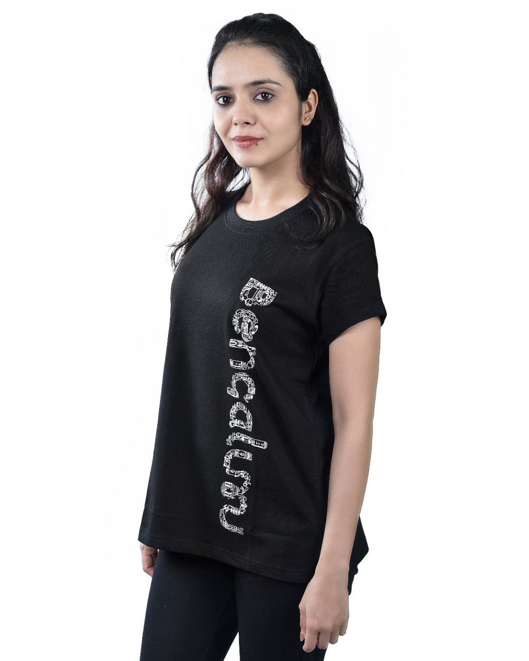 Shop Women's Black Bengaluru Illustration Typography Cotton T-shirt-Back