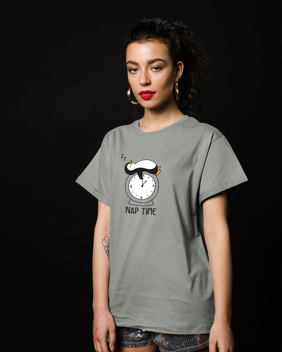 Shop Nap Penguin Boyfriend T-Shirt-Back