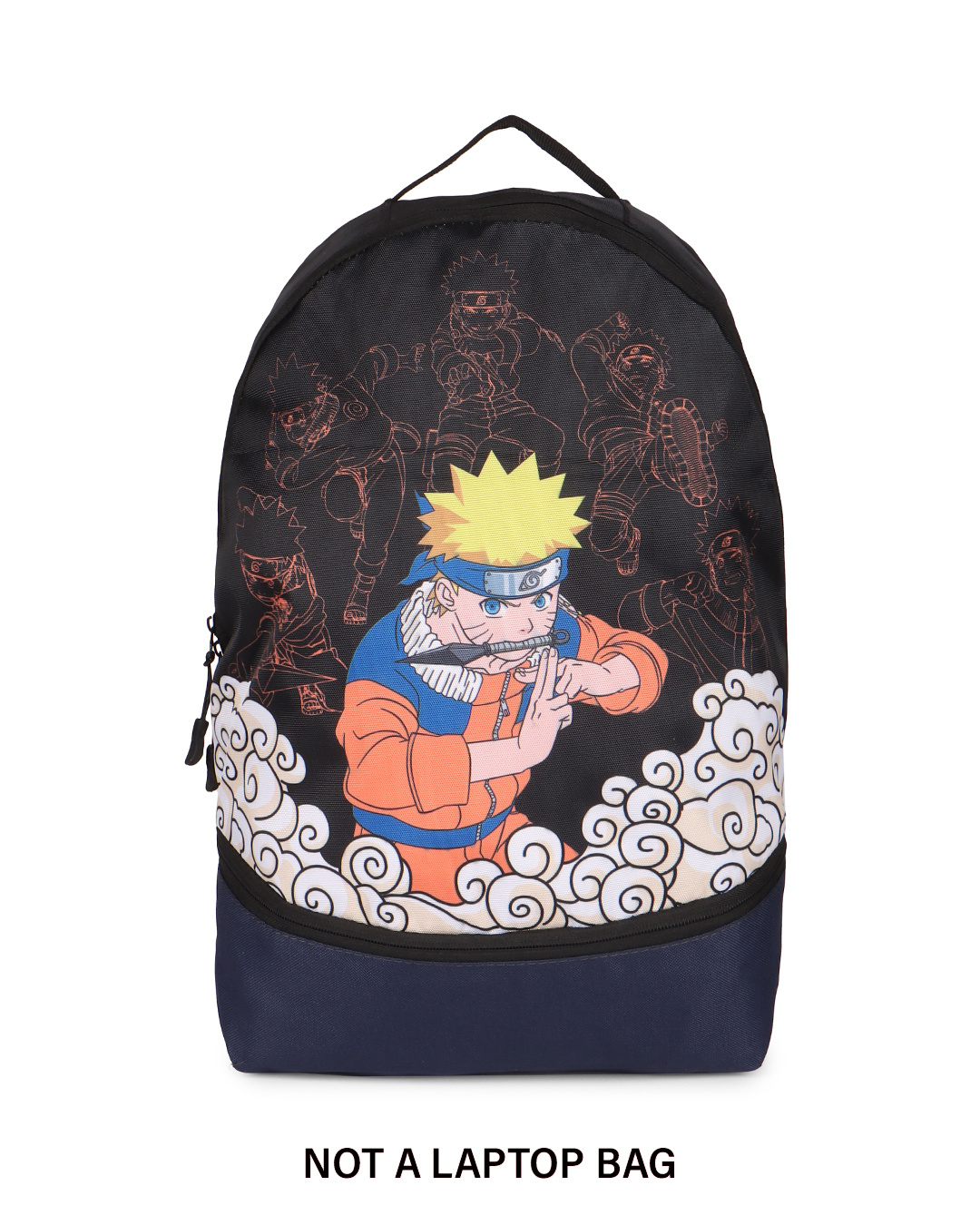 Shop Unisex Black Naruto Jutsu Printed Small Backpack-Back
