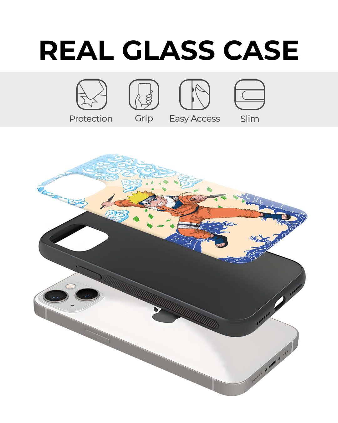 Shop Naruto Wave Premium Glass Cover for Apple iPhone 13-Back