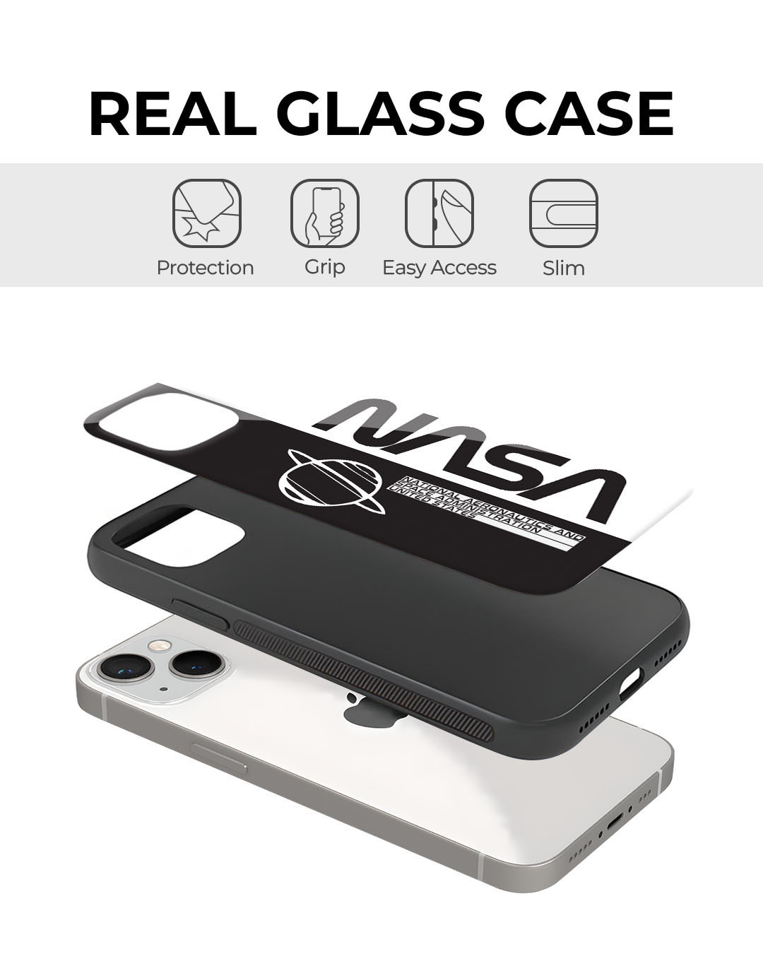 Shop NASA Premium Glass Cover for Apple iPhone 12-Back