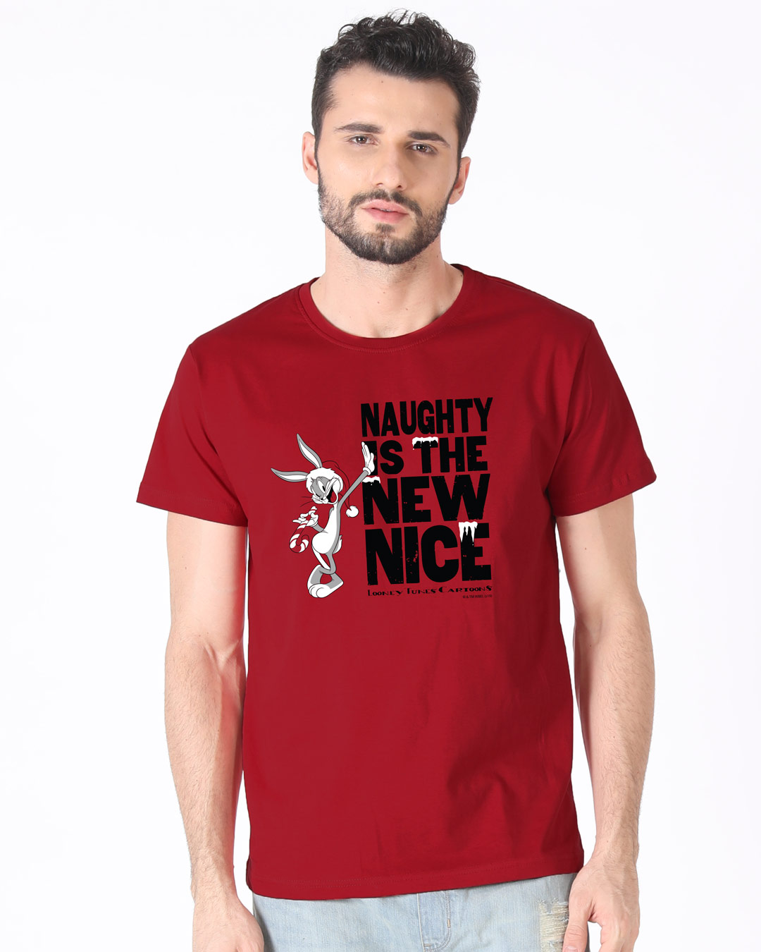 Shop Naughty Is The New Nice Half Sleeve T-Shirt (LTL)-Back