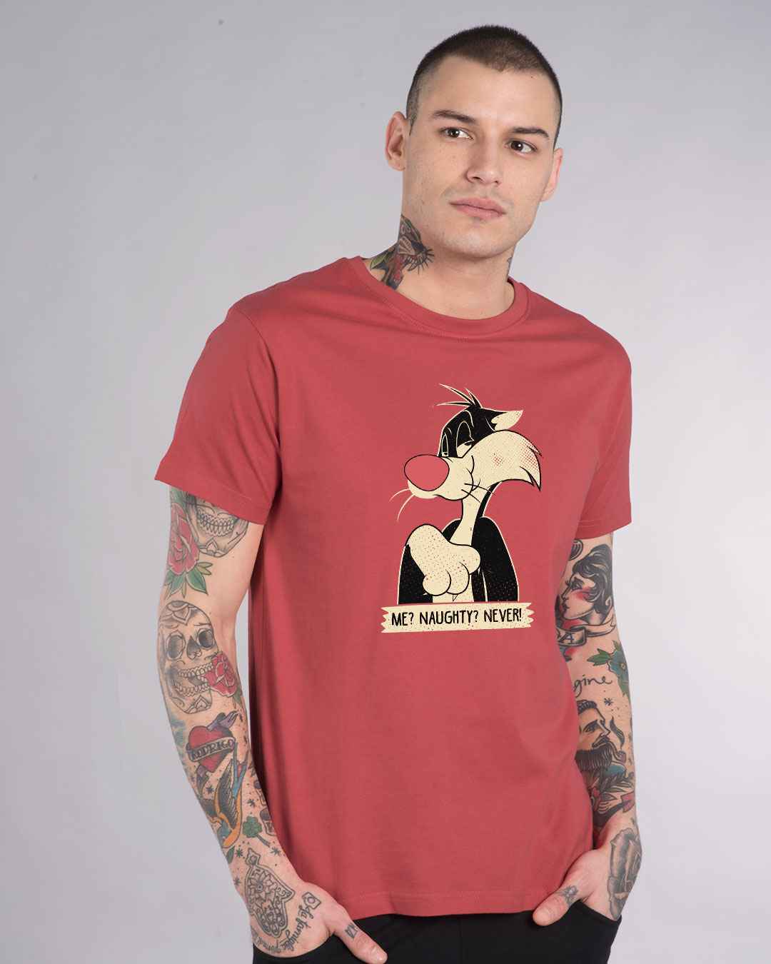 Shop Naughty Sylvester Half Sleeve T-Shirt (LTL)-Back