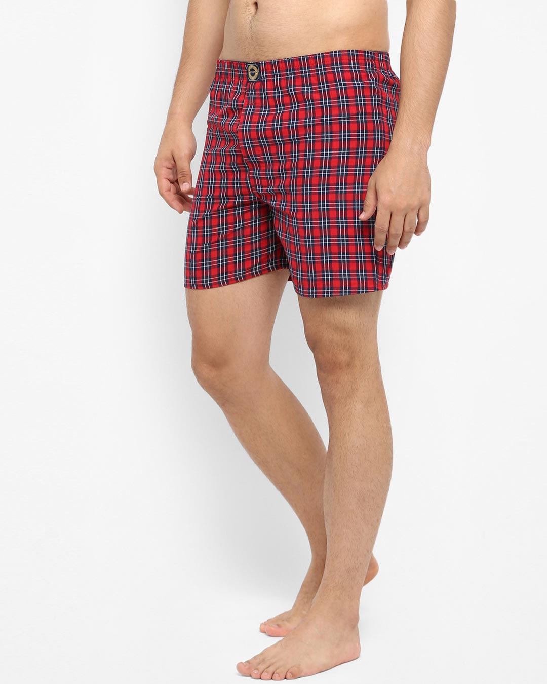 Shop | Navy And White Checked Boxers-Back