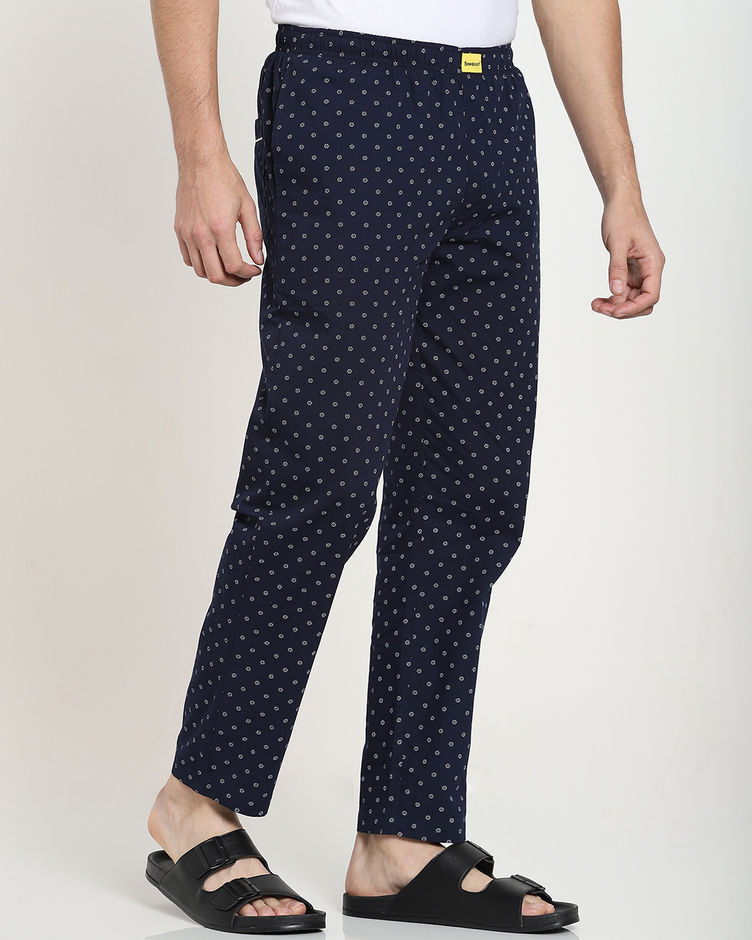 Shop Navy Blue AOP Geometric Print Pyjamas-Back